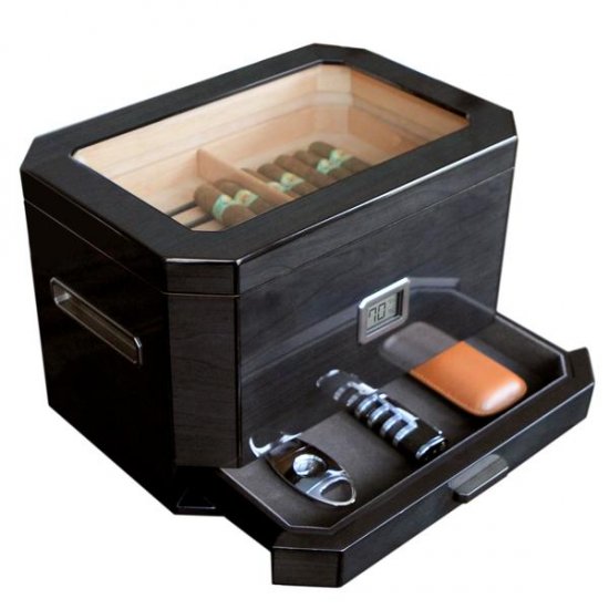 Octodor Glass Top Humidor by Case Elegance 100 Count - Click Image to Close