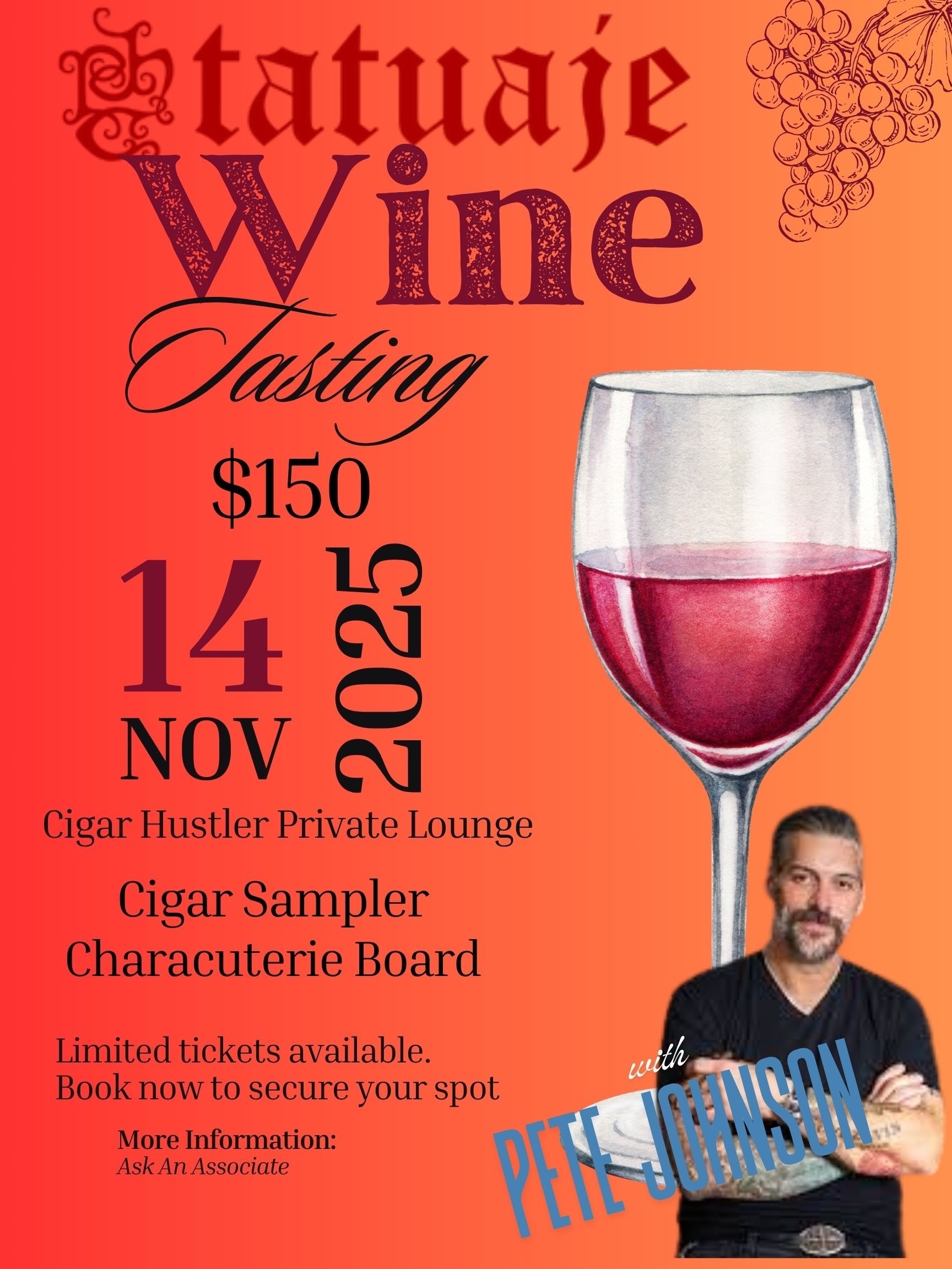 Pete Johnson Private Wine Tasting Event Nov. 14